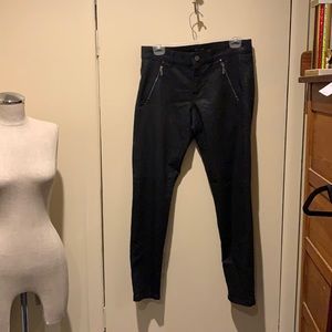 White House black market black skinny coated pant with zipper pockets